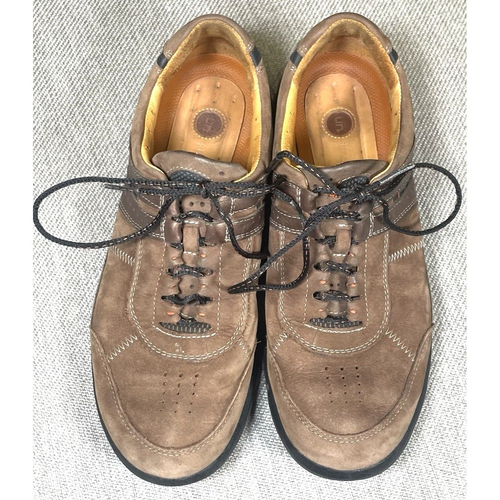 Clarks Unstructured Sneakers Women's Wide Black Leather Lace Up Comfort Shoes 8